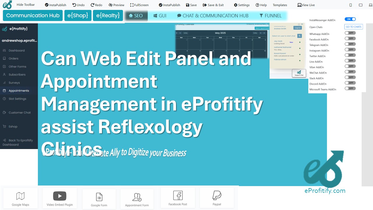 Can Web Edit Panel and Appointment Management in eProfitify assist Reflexology Clinics